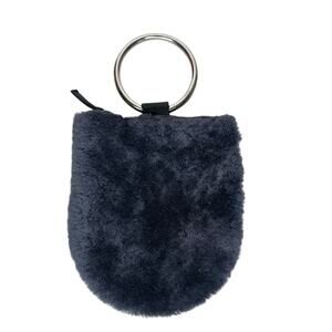 Kim White Fur Shearling Mini Ring Wristlet Bag
